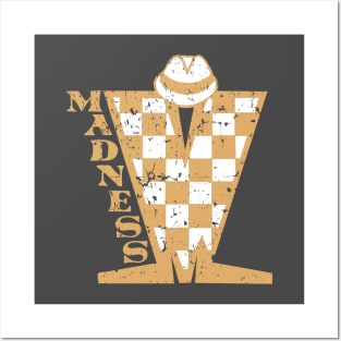 Madness Vintage Checkerboard Brown & White Posters and Art